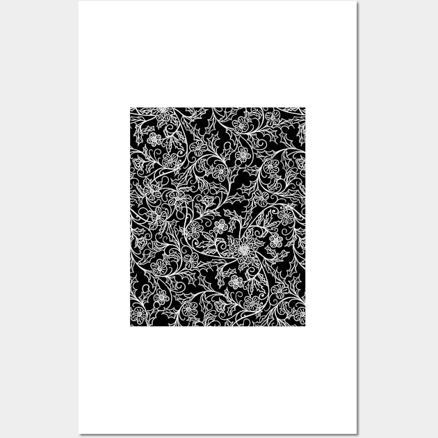 Floral tracery in black and white, elegant ornamental monochrome print Wall Art by KINKDesign